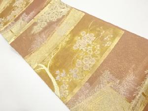 紗 障壁秋草文織出し袋帯